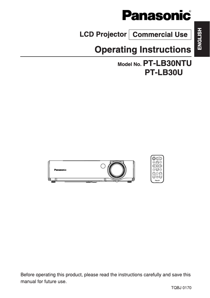 Imagen de la primera página del manual del dispositivo PT-LB30NTU