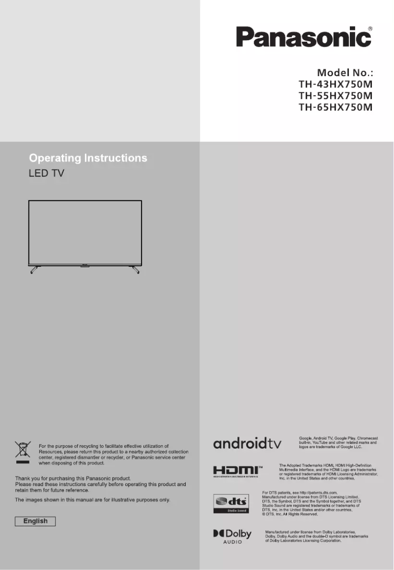Page 1 de la notice Manuel utilisateur Panasonic TH-55HX750M