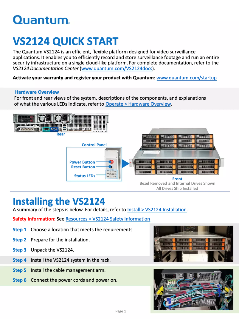 Página 1 del manual Manual de usuario Quantum VS2124