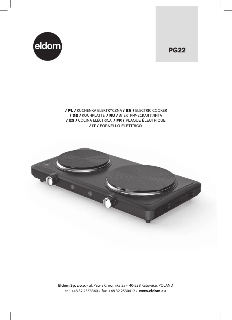 Page 1 de la notice Manuel utilisateur Eldom MASTER DUO PG22