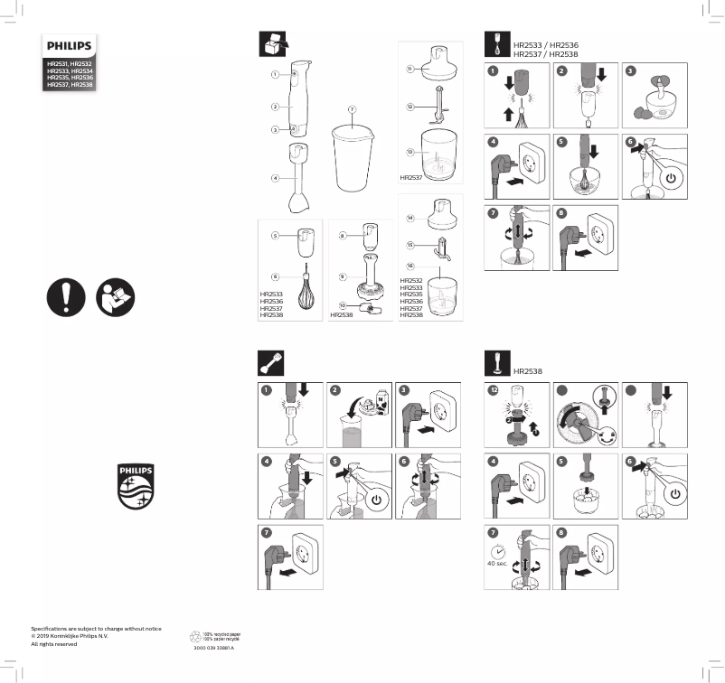 Page 1 de la notice Guide de démarrage rapide Philips Daily Collection ProMix HR2536