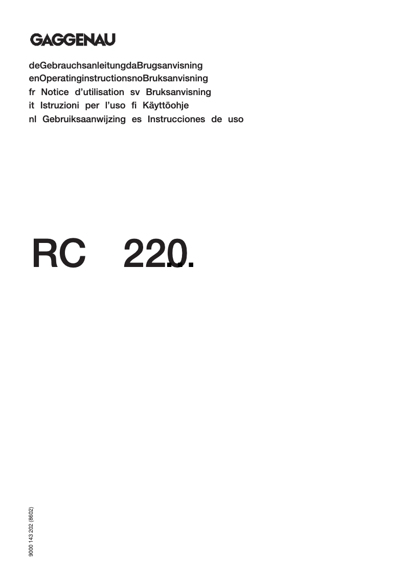 First page image of the manual for RC 220-200
