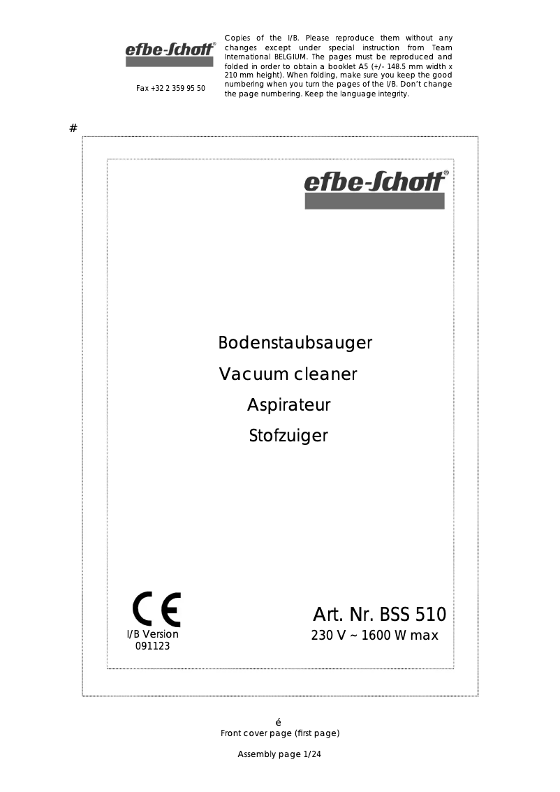 Página 1 del manual Manual de usuario Efbe-Schott BSS 510