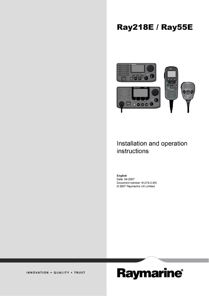 Page n°1 - Manuel utilisateur Raymarine Ray55E
