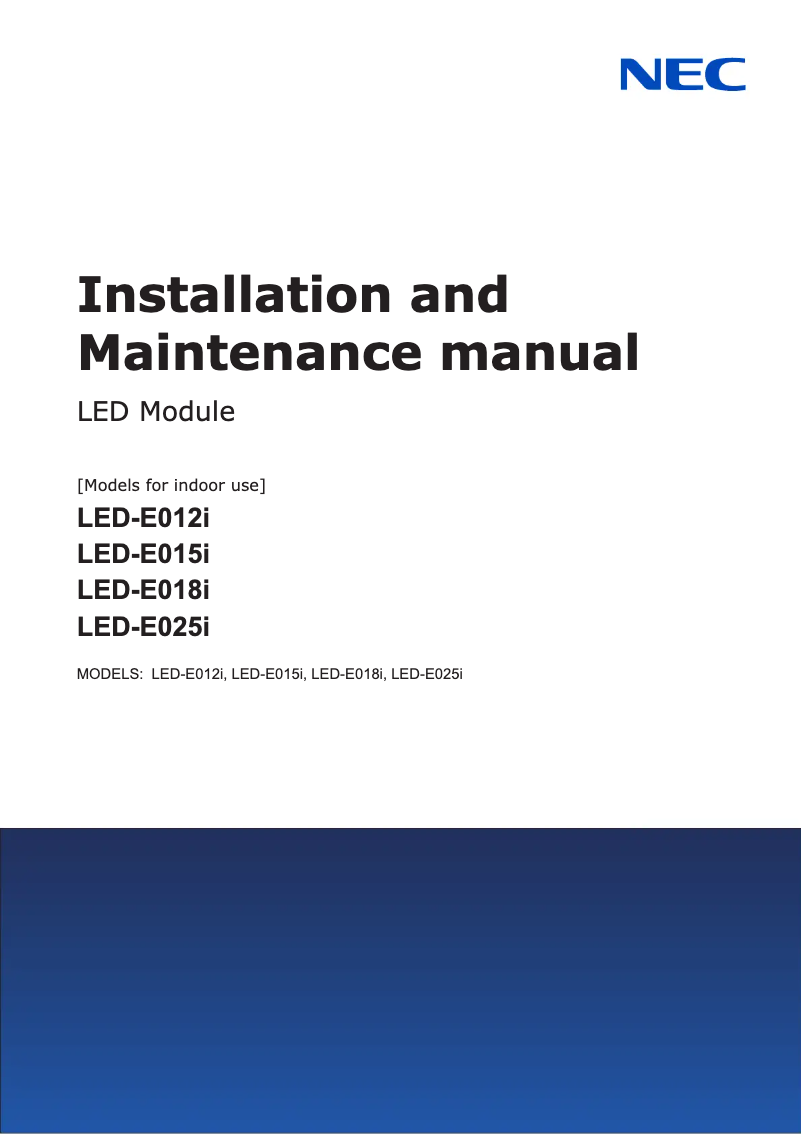 Page n°1 - Guide d'installation NEC MultiSync E025I