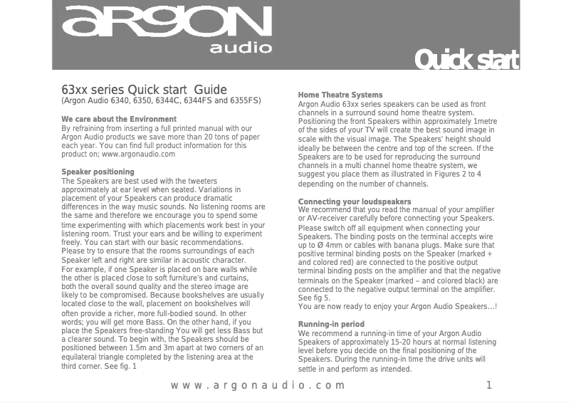 Page n°1 - Manuel utilisateur Argon 6344FS