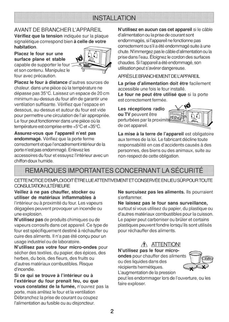 Page 1 de la notice Manuel utilisateur Whirlpool AT 327 WH