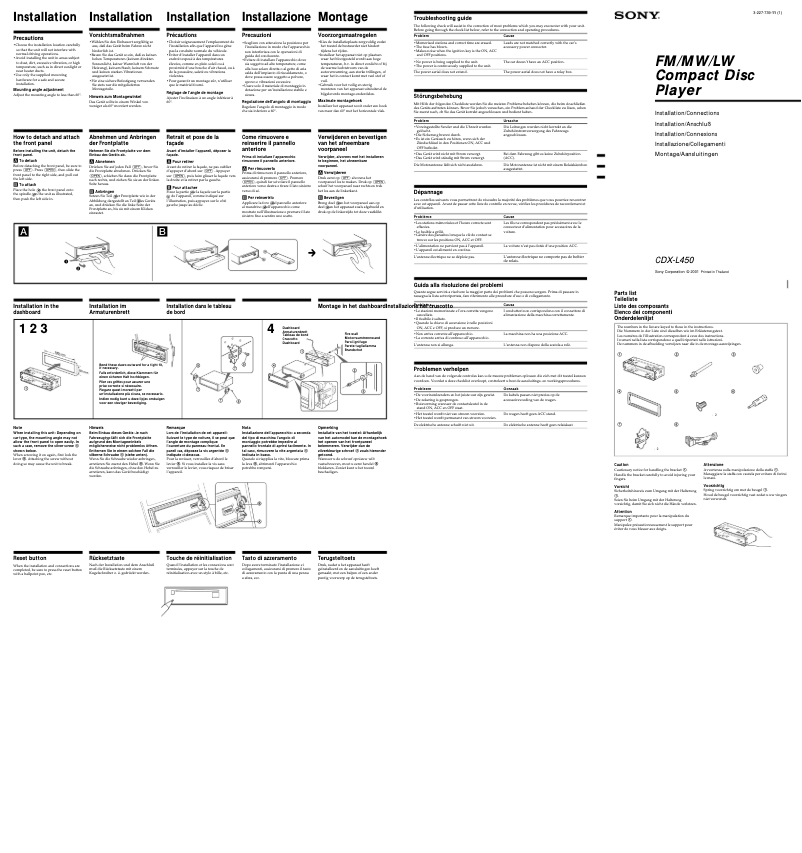 Página 1 del manual Guía de instalación Sony CDX-L450