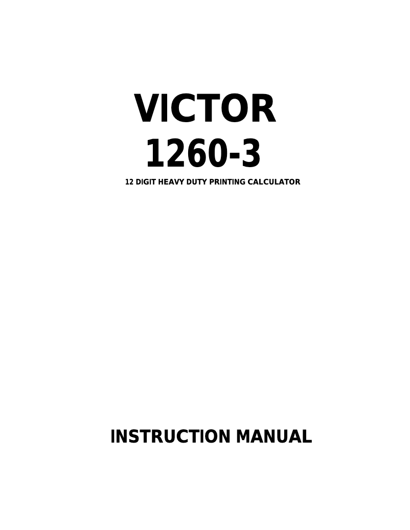 Page n°1 - Manuel utilisateur Victor 1260-3
