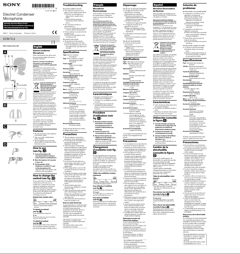 Image de la première page du manuel de l'appareil ECM-TL3