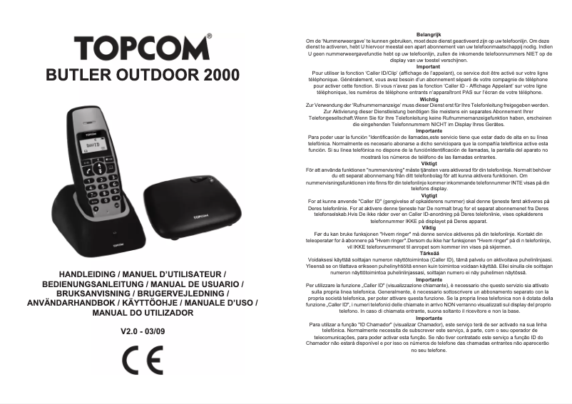 Imagen de la primera página del manual del dispositivo Butler Outdoor 2000