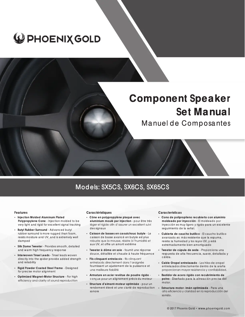 Page n°1 - Manuel utilisateur Phoenix Gold SX5CX