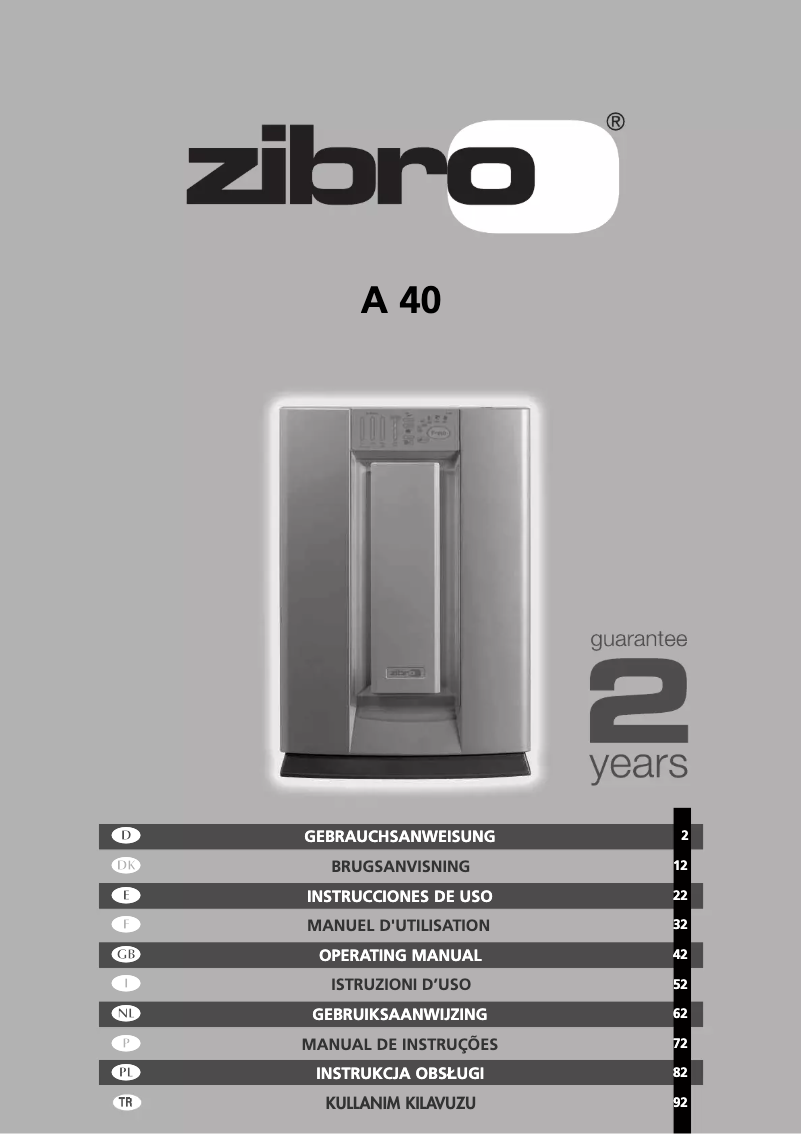 Page 1 de la notice Manuel utilisateur Zibro A 40