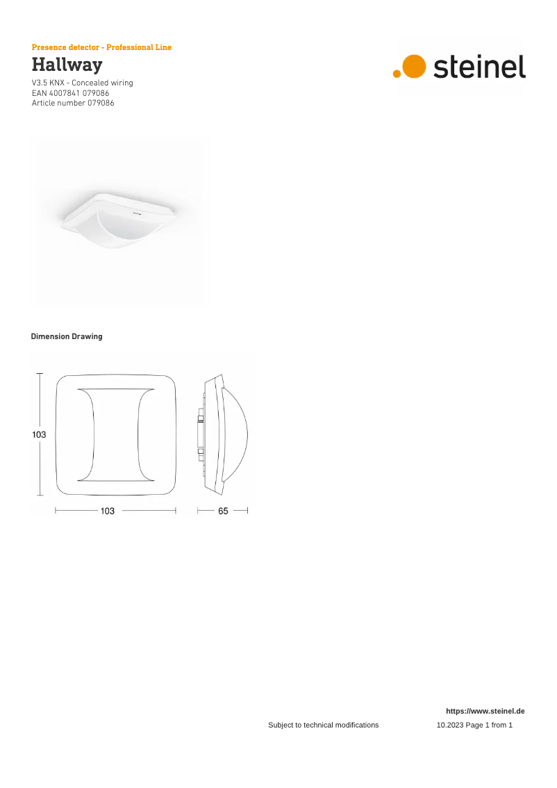 Page 1 de la notice Schéma de câblage Steinel Hallway KNX