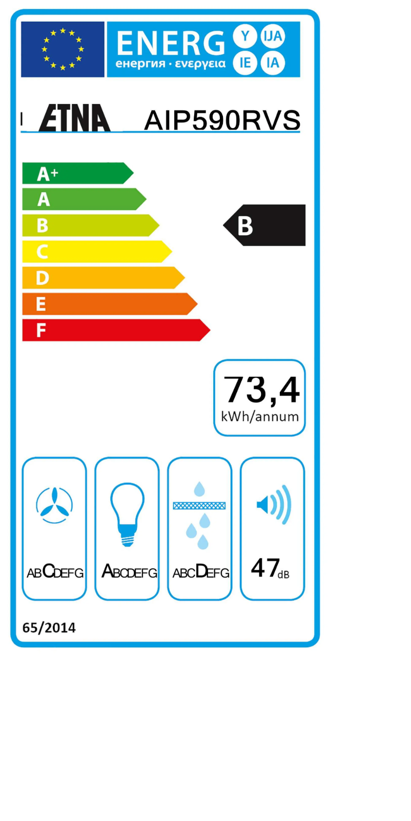 Page 1 de la notice Label énergétique Etna AIP590RVS