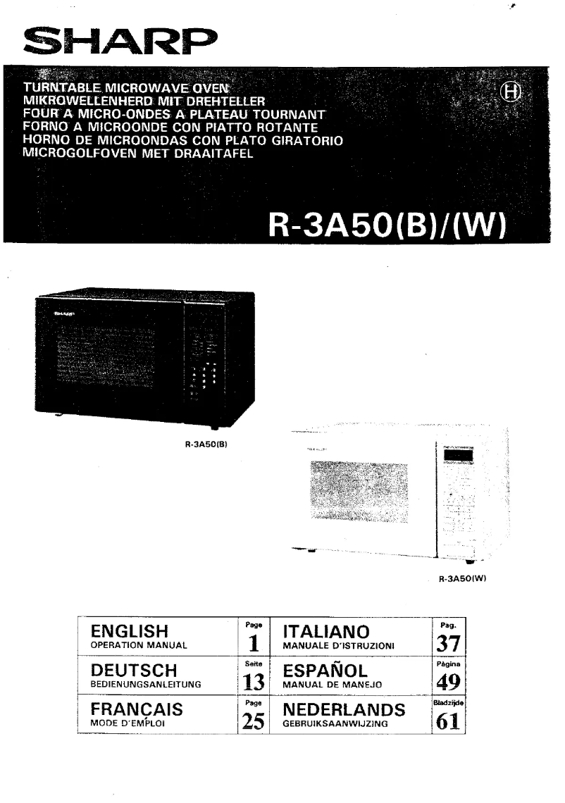 Page 1 de la notice Manuel utilisateur Sharp R-3A50B