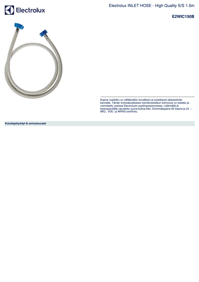 Page 1 de la notice Manuel utilisateur Electrolux E2WIC150B