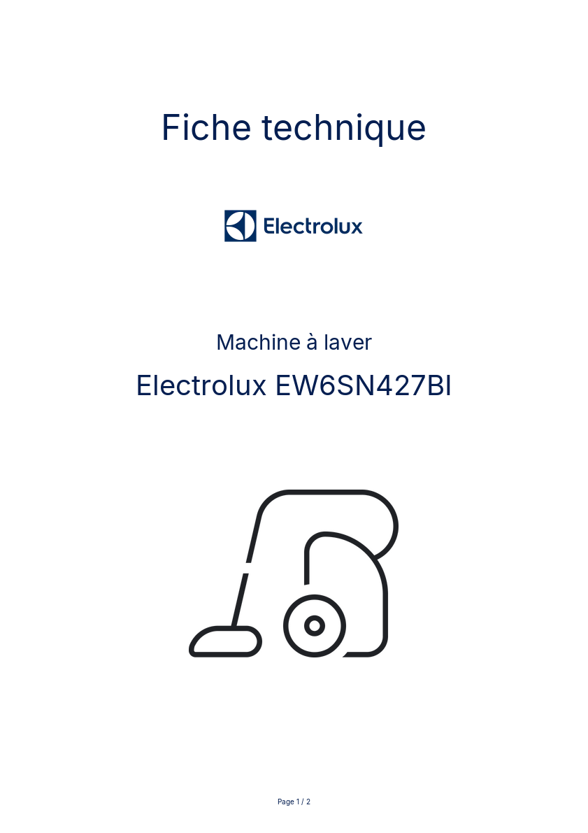 Page n°1 - Fiche technique Electrolux EW6SN427BI