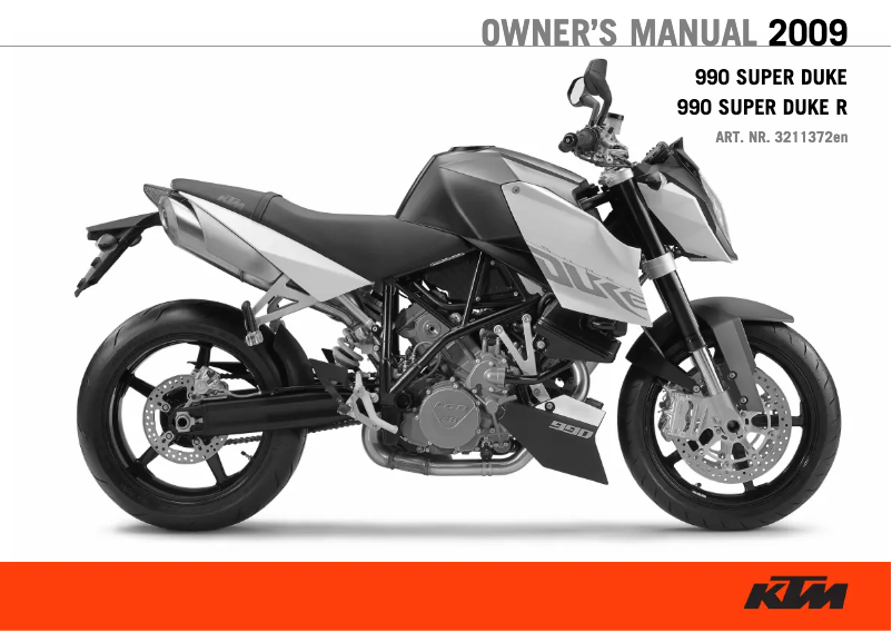 Page 1 de la notice Manuel utilisateur KTM 990 Super Duke (2009)