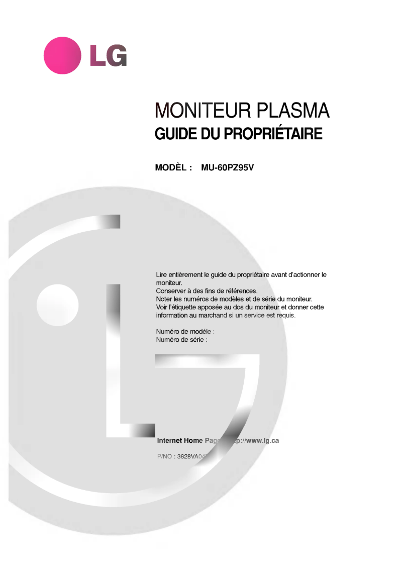 Image de la première page du manuel de l'appareil MU-60PZ95V