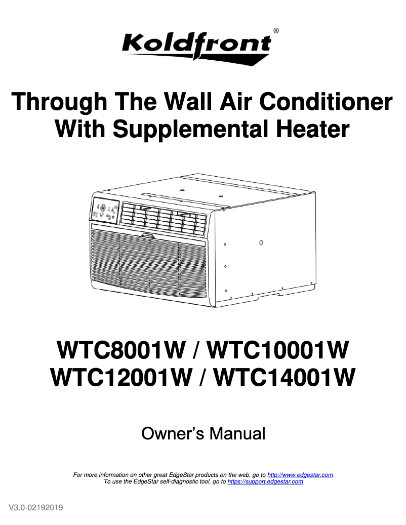 Page 1 de la notice Guide d'installation Koldfront WTC12001W