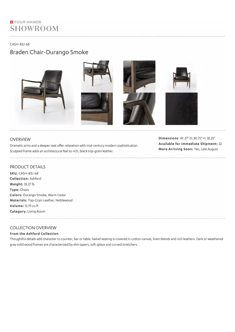 Page 1 de la notice Manuel utilisateur Four Hands CASH-83J-68