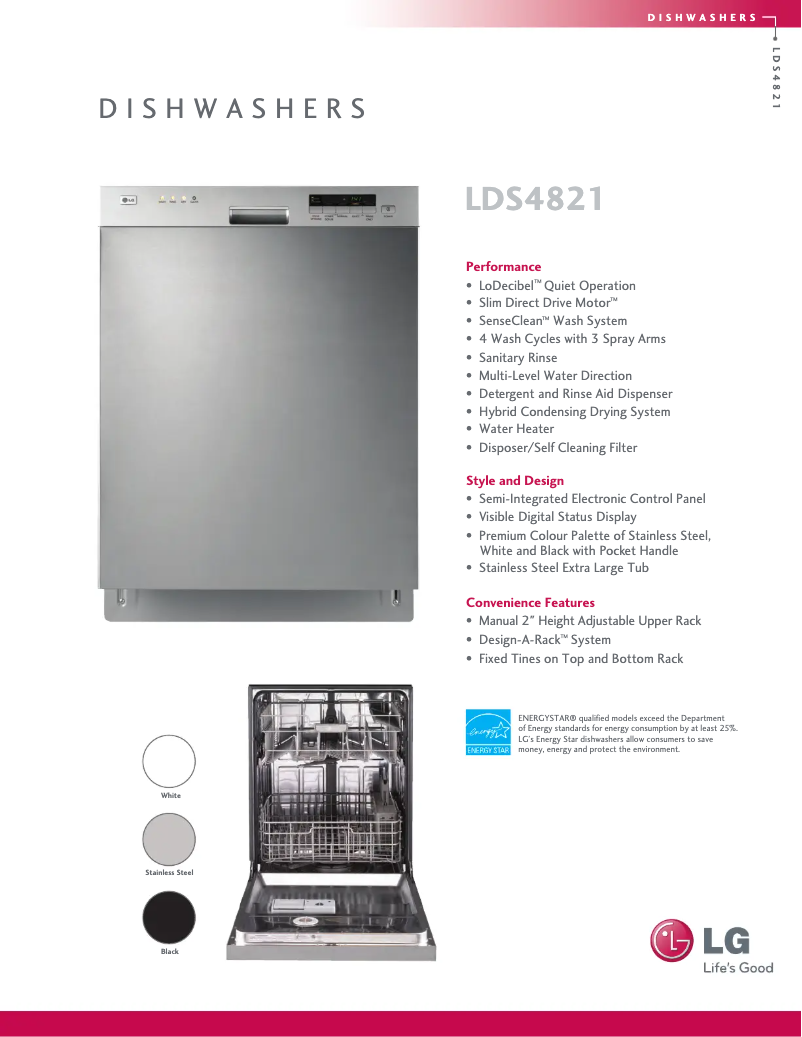 Page 1 de la notice Fiche technique LG LDS4821ST