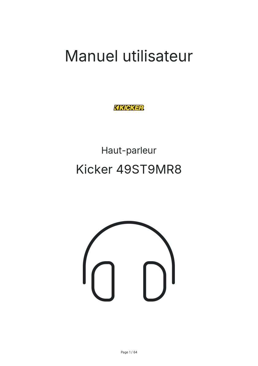 Page n°1 - Manuel utilisateur Kicker 49ST9MR8