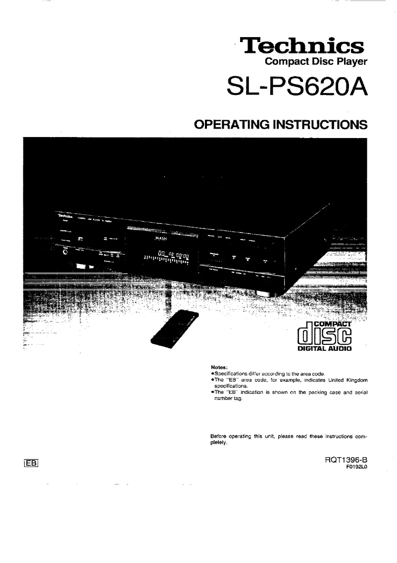 Image de la première page du manuel de l'appareil SL-PS620