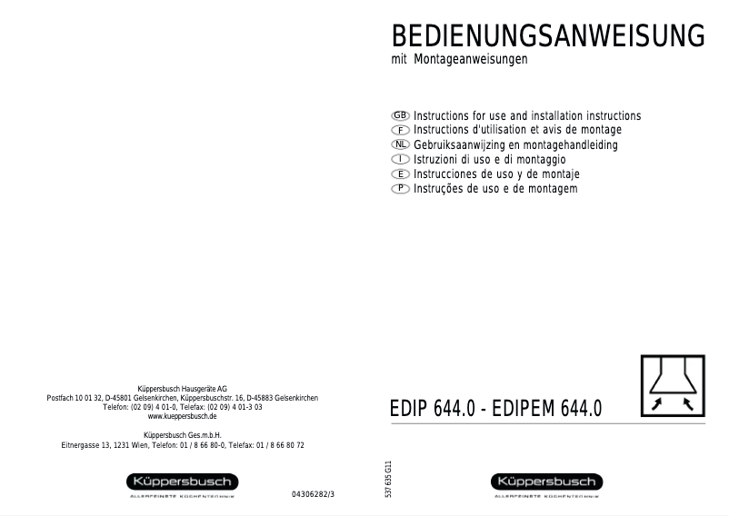 Page 1 de la notice Manuel utilisateur Küppersbusch EDIPEM 644.0