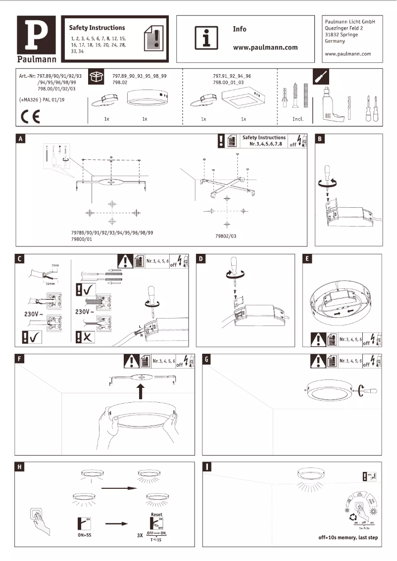 Page 1 de la notice Manuel utilisateur Paulmann 797.94