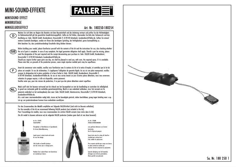 Page 1 de la notice Manuel utilisateur Faller 180251