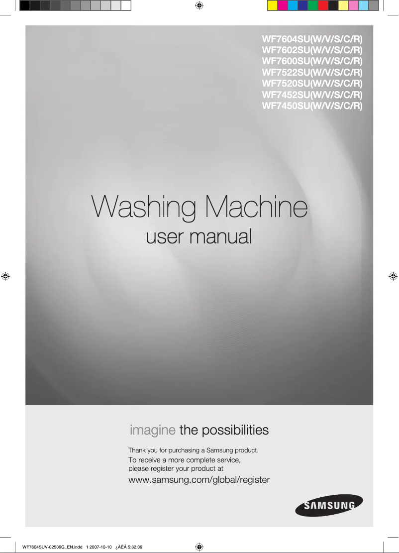 Image de la première page du manuel de l'appareil WF7602SUV