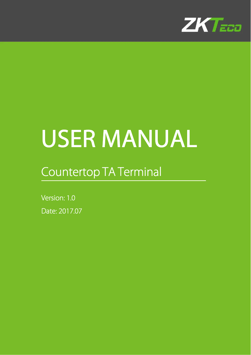 Page 1 de la notice Manuel utilisateur ZKTeco D1