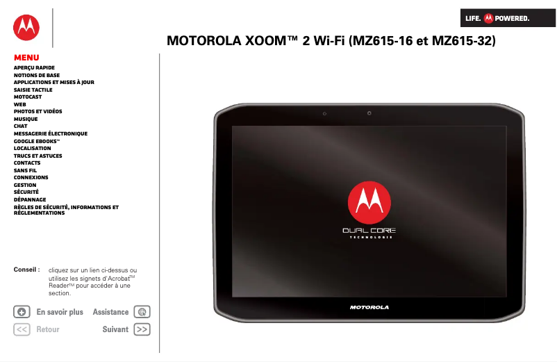 Page 1 de la notice Manuel utilisateur Motorola XOOM 2