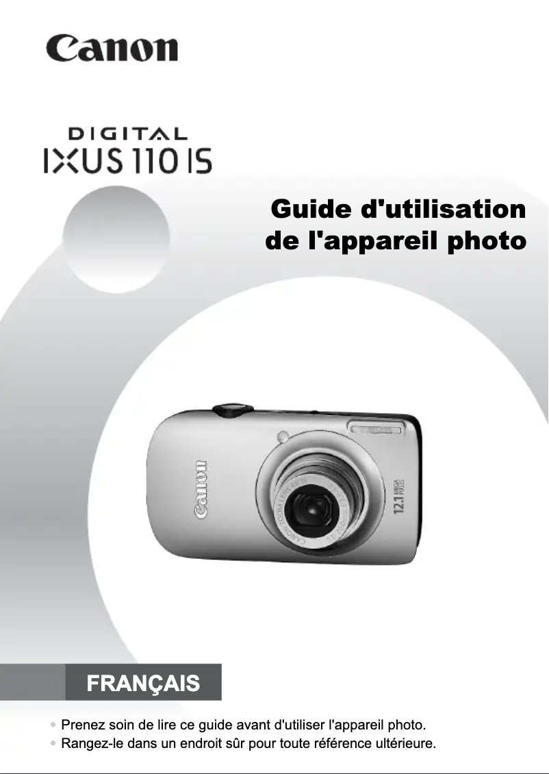 Image de la première page du manuel de l'appareil Digital IXUS 110 IS