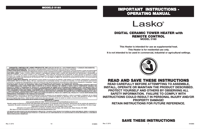 Image de la première page du manuel de l'appareil 5160