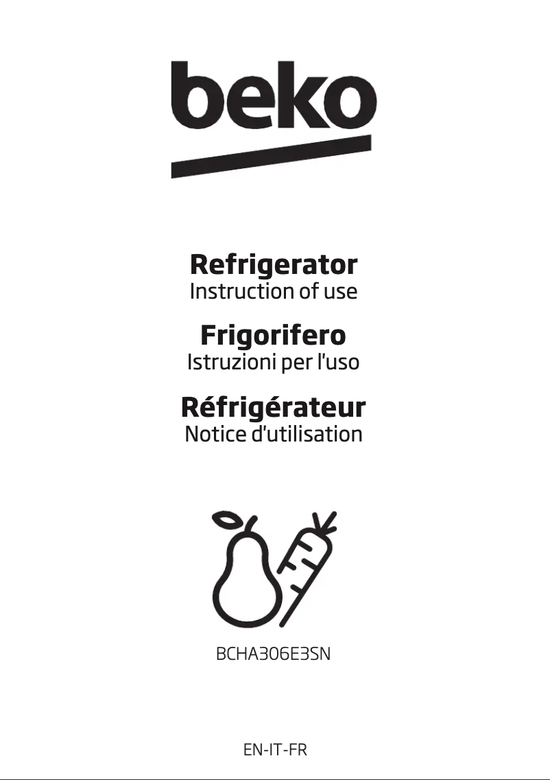 Image de la première page du manuel de l'appareil BCHA306E3SN