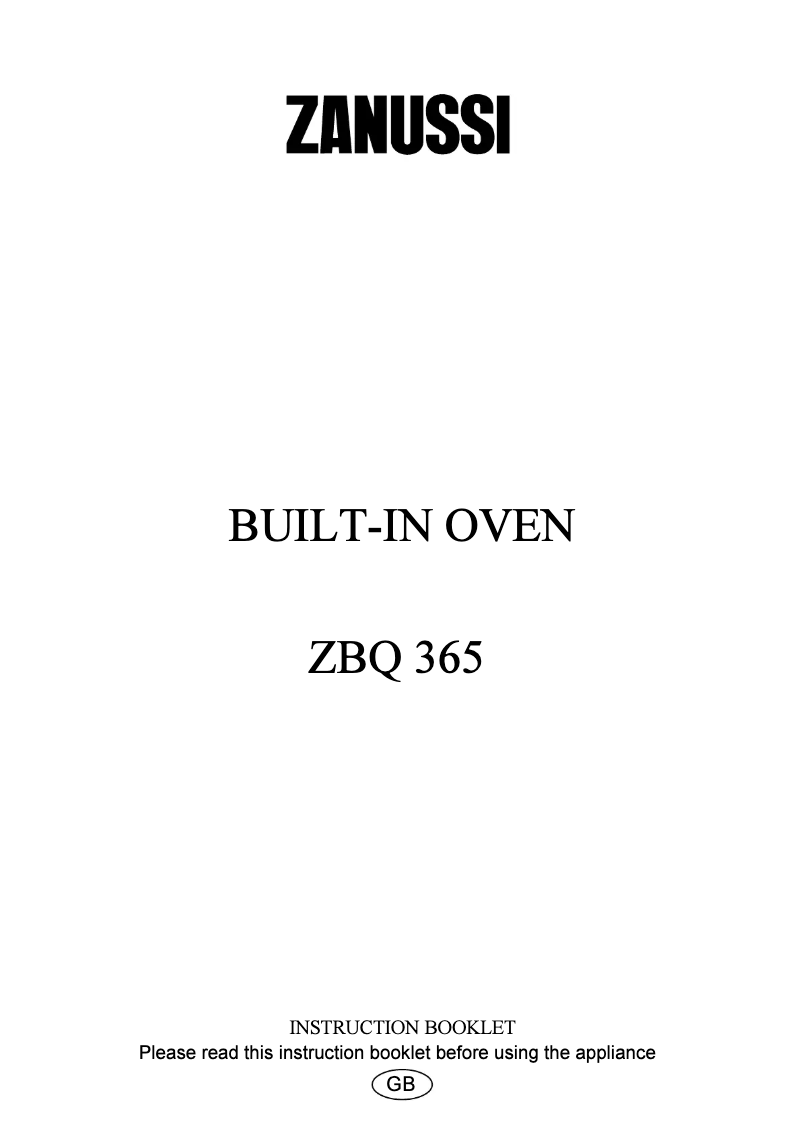 Page 1 de la notice Manuel utilisateur Zanussi ZBQ365X