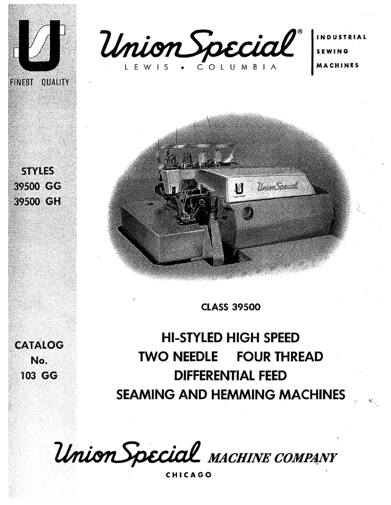 Page n°1 - Manuel utilisateur Union Special 39500GG