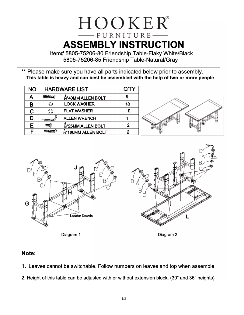 Page n°1 - Manuel utilisateur Hooker 5805-75206-85