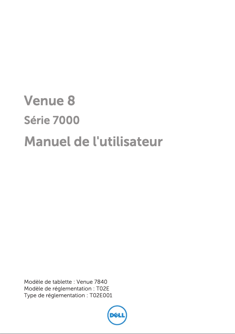 Page 1 de la notice Manuel utilisateur Dell Venue 8