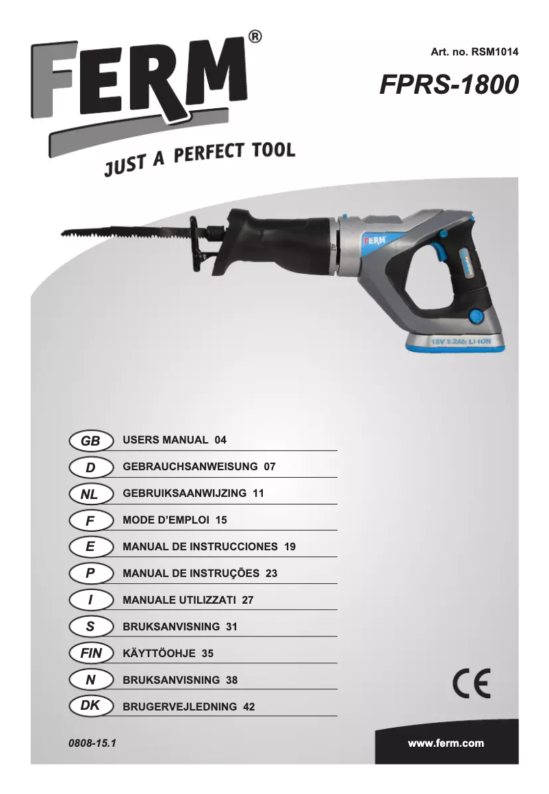Page 1 de la notice Manuel utilisateur Ferm RSM1014