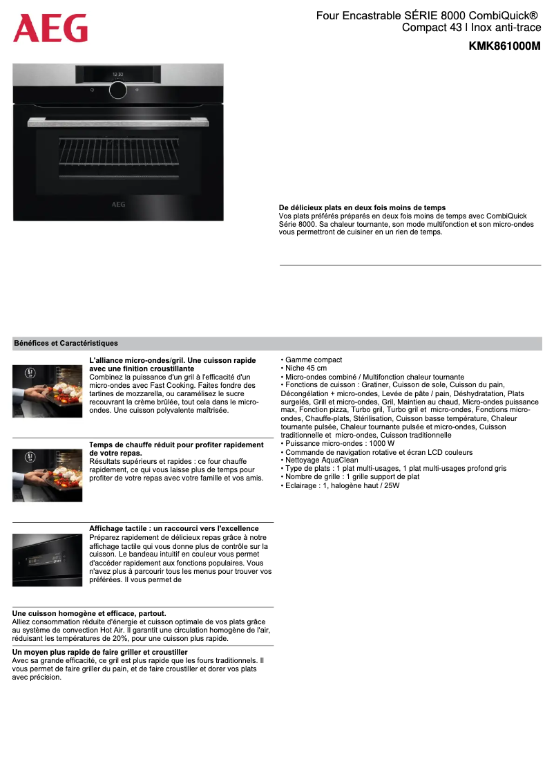 Página 1 del manual Ficha técnica AEG KMK861000M