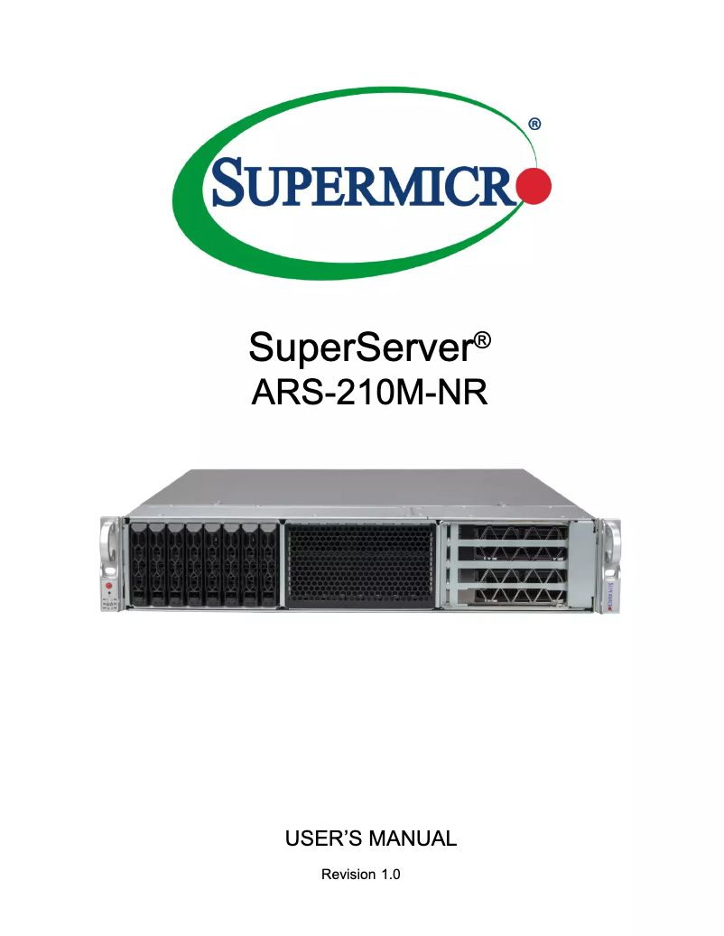 Image de la première page du manuel de l'appareil SuperServer ARS-210M-NR