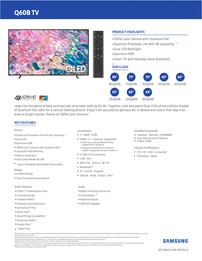 Image de la première page du manuel de l'appareil QN43Q60B