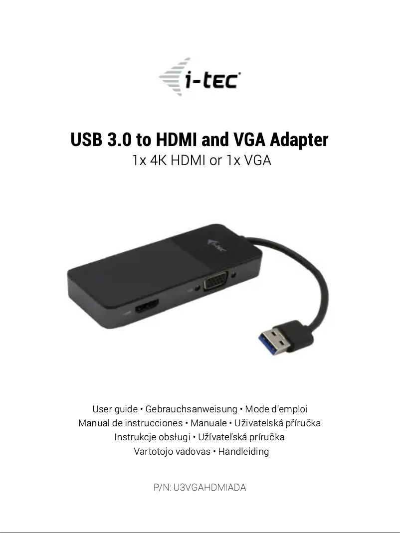 Page n°1 - Manuel utilisateur i-TEC U3VGAHDMIADA