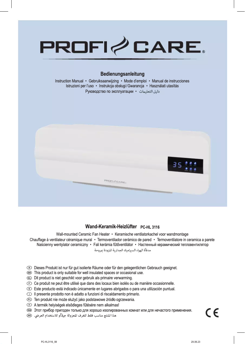 Page 1 de la notice Manuel utilisateur ProfiCare PC-HL 3116