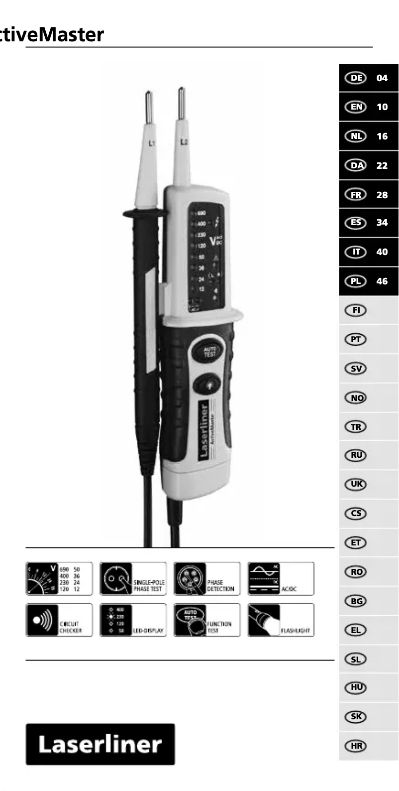 Page 1 de la notice Manuel utilisateur Laserliner ActiveMaster