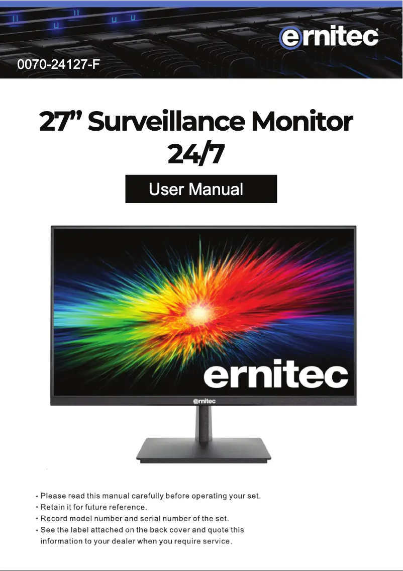Page n°1 - Manuel utilisateur Ernitec 0070-24127-F